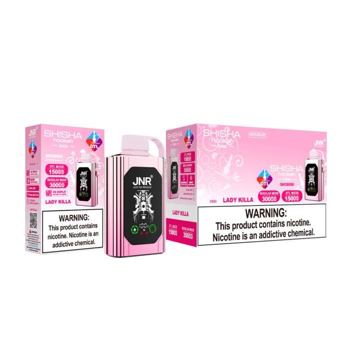 JNRJNR SHISHA Hookah box 20500 puff disposable vapelady killa ok
