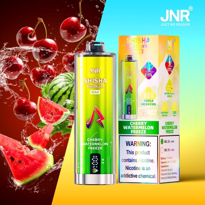 JNRUnveiling The JNR Shisha Hookah Max 22000 Puffs Disposable Vape: A Nicotine-Free Delight!sm cherry watermelon freeze 樱桃西瓜冻