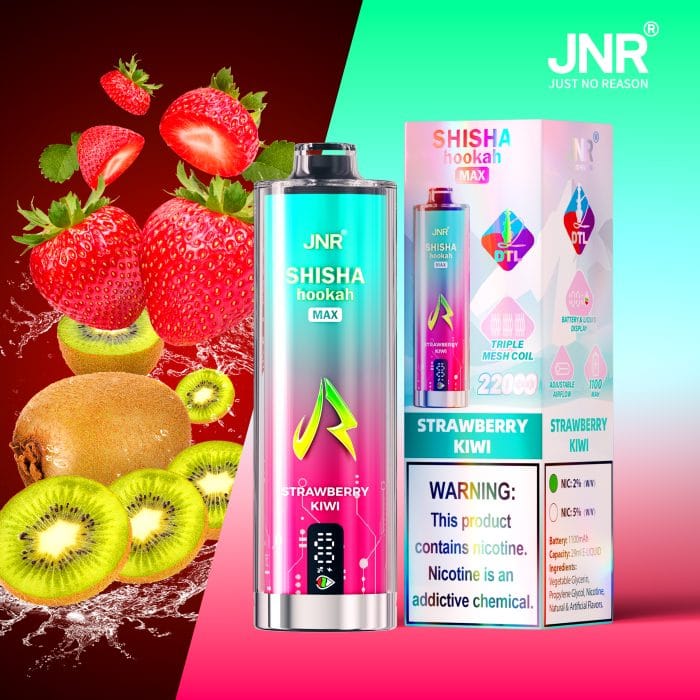 JNRUnveiling The JNR Shisha Hookah Max 22000 Puffs Disposable Vape: A Nicotine-Free Delight!sm strawberry kiwi 草莓奇异果