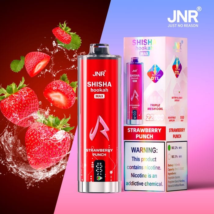 JNRUnveiling The JNR Shisha Hookah Max 22000 Puffs Disposable Vape: A Nicotine-Free Delight!sm strawberry punch 草莓爆炸
