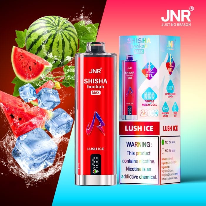 JNRUnveiling The JNR Shisha Hookah Max 22000 Puffs Disposable Vape: A Nicotine-Free Delight!sm lush ice 西瓜冰