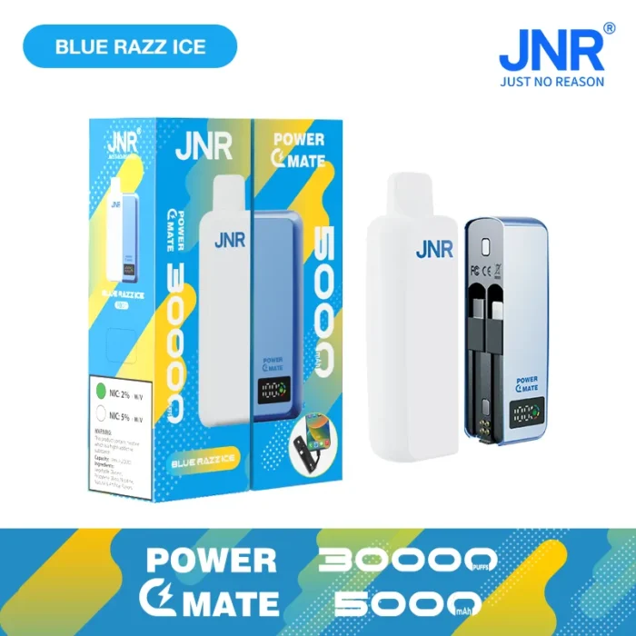 JNRJNR Power Mate 30000 Puffs disposable vapejnr power mate k puff vape blue razz ice