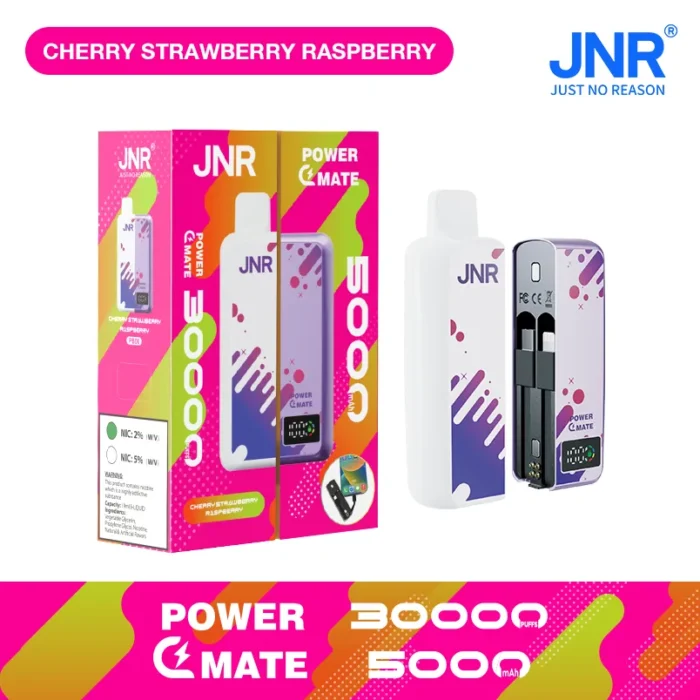 JNRJNR Power Mate 30000 Puffs disposable vapejnr power mate k puff vape cherry strawberry raspberry