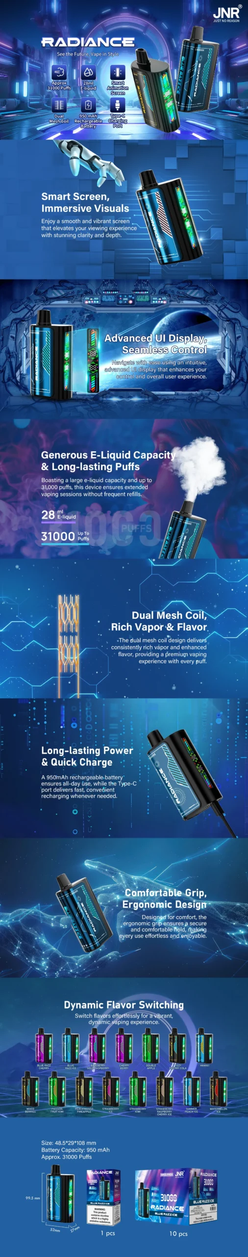 jnr ra diance smart disposable vape pc