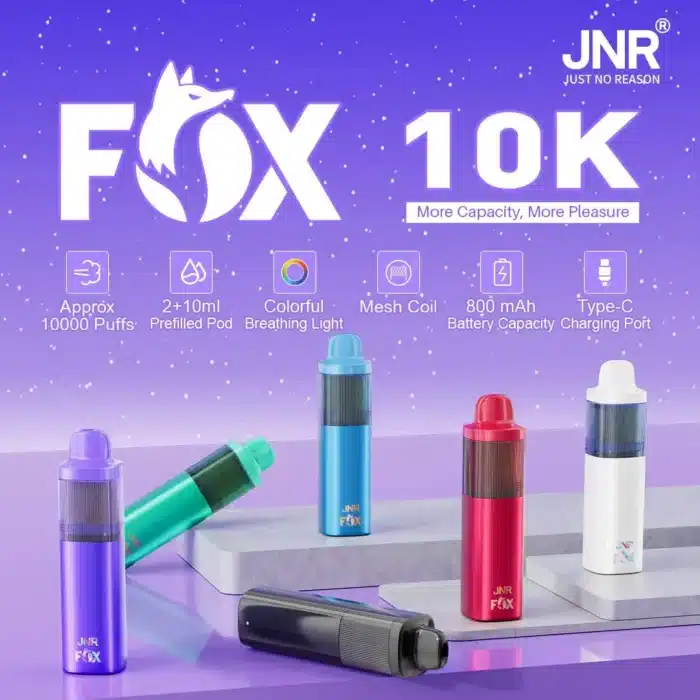 JNRJNR FOX Pod Kit 10k 10000 Puff Vape 800mAh 2ml Prefilled Pod 10ml Refillable Bottleimgi jnr fox replacable pod vape jnr wholesale main