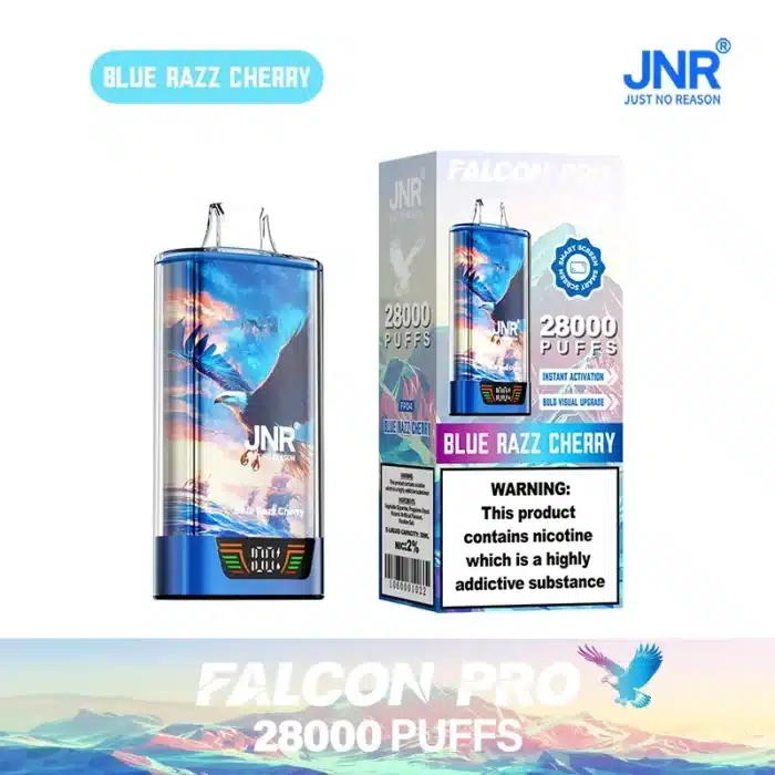 JNRThe Jnr Falcon Pro 28K Puffimgi h vape jnr falcon pro puffs blue razz cherry